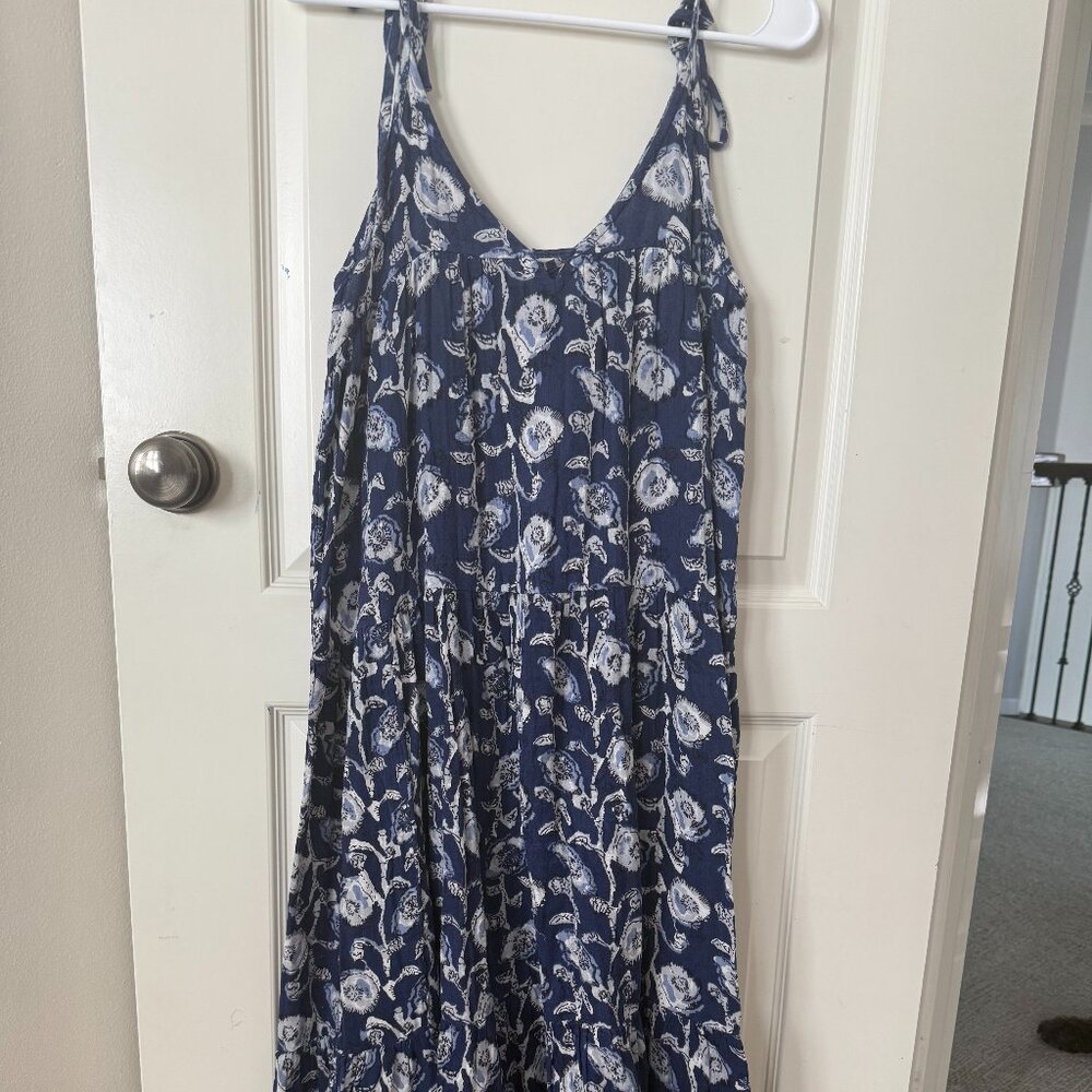 NATURAL LIFE navy blue floral maxi dress NWT